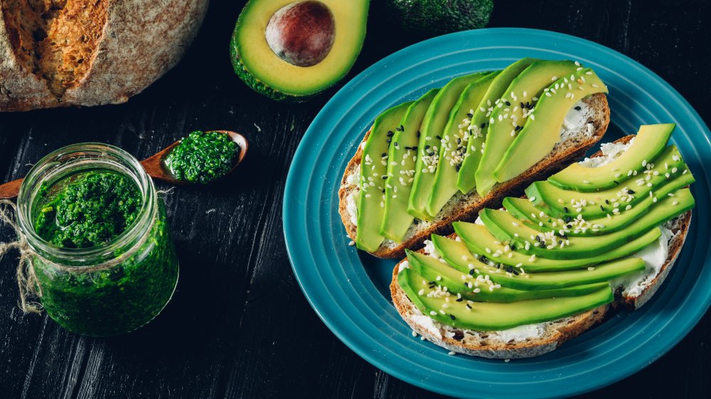 Avocado toast with seeds and herbs