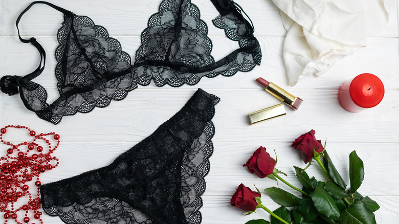 black lingerie flatlay