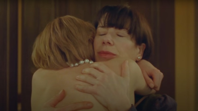 Kristen Stewart hugging Sally Hawkins