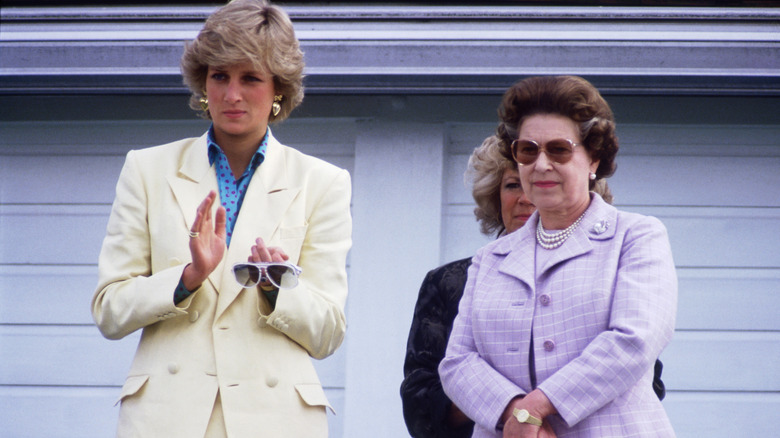 Queen Elizabeth and Diana Spencer at an event 