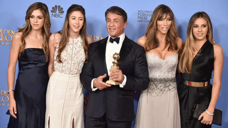 Sylvester Stallone with his daughters and wife 