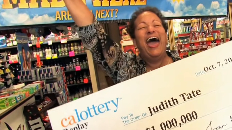 Lottery winner celebrating