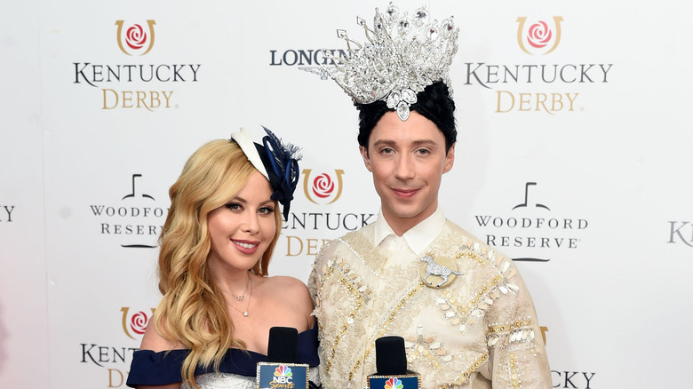 Johnny Weir and Tara Lipinski posing