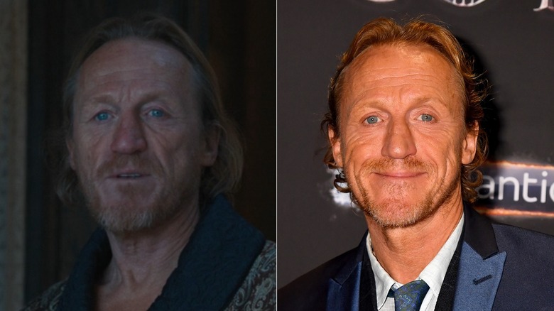 A split image of Jerome Flynn on 1923 and in real life on a red carpet