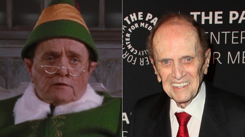 A split image of Bob Newhart in Elf and recently