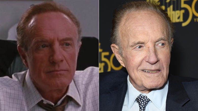 A split image of James Caan in Elf and shortly before his death