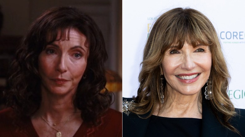 A split image of Mary Steenburgen in Elf and recently