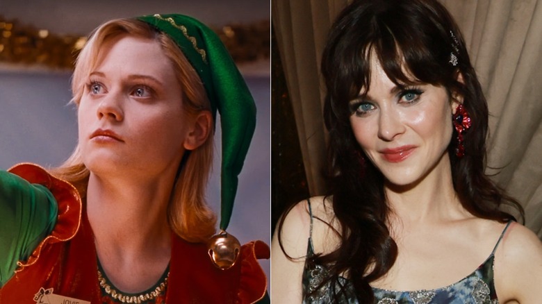 Zooey Deschanel in "Elf" vs a recent photo of her