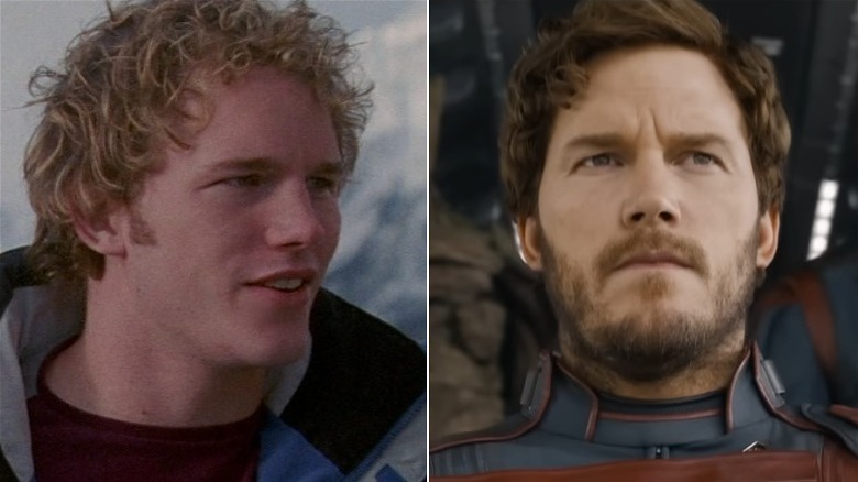 A split image of Chris Pratt in Everwood and Guardians Vol 3