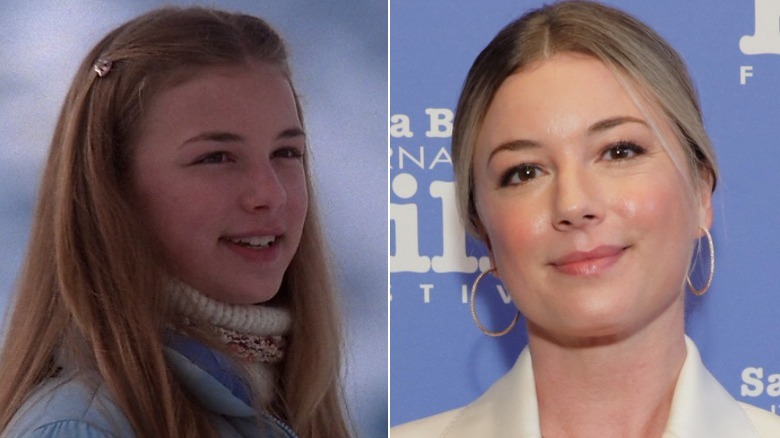 A split image of Emily VanCamp on Everwood and a red carpet