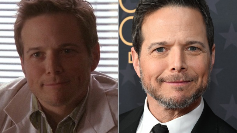 A split image of Scott Wolf on Everwood and a red carpet