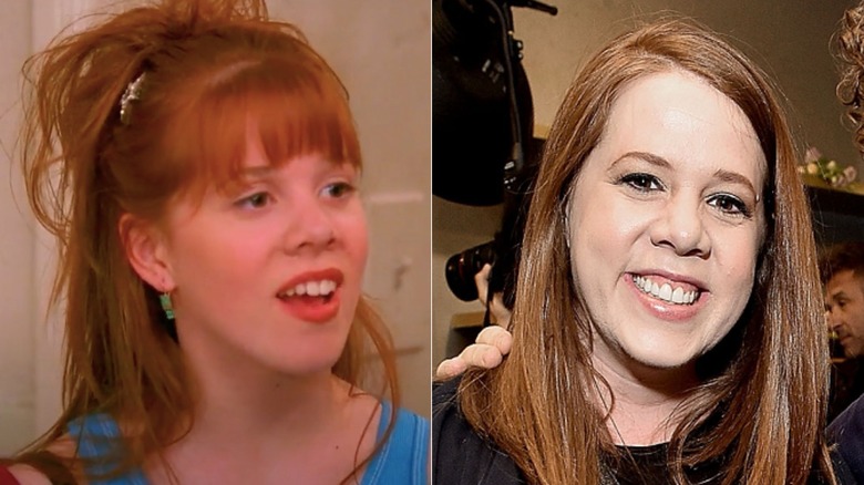 Split image of Lynsey Bartilson in Grounded for Life and in 2016