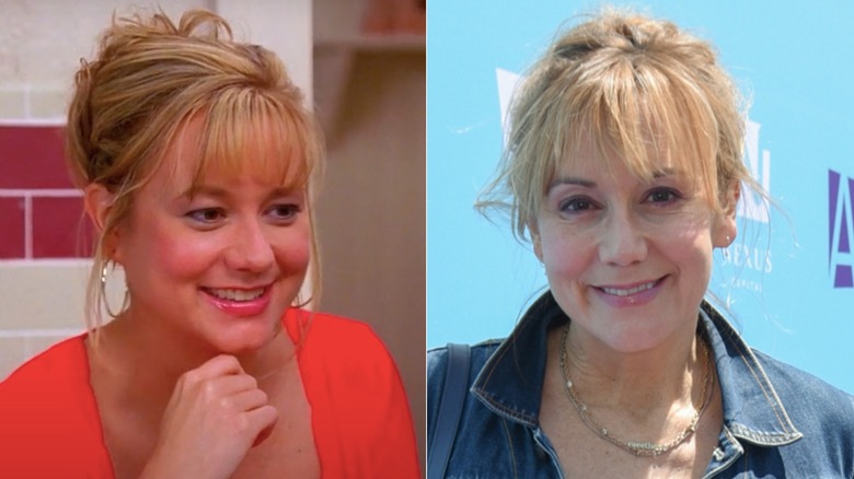 Split image of Megyn Price in Grounded for Life and in 2024