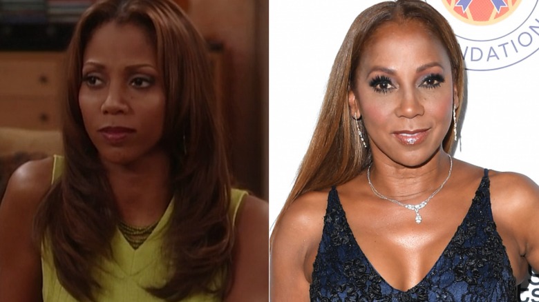 Holly Robinson Peete looking away and smiling, composite image