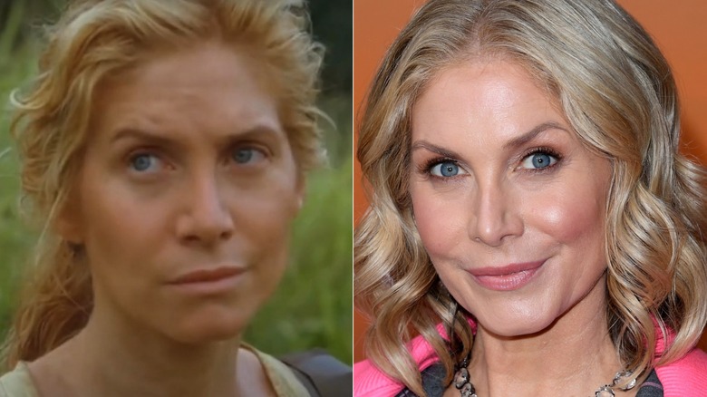 Elizabeth Mitchell on Lost and in 2022, looking on and posing