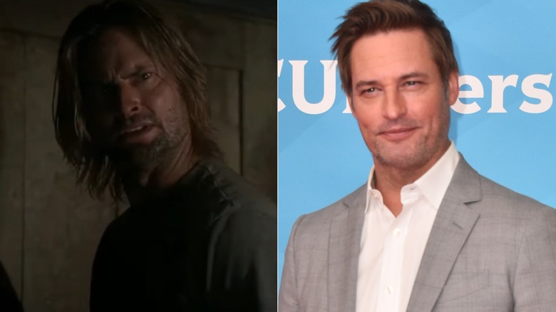 Josh Holloway in Lost and in 2018, looking on