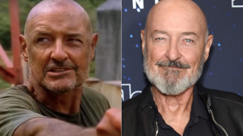 Terry O'Quinn in Lost and in 2023, looking away and smiling