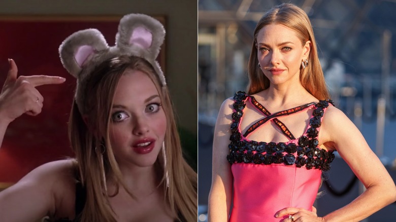 Amanda Seyfried acting in Mean Girls and posing now