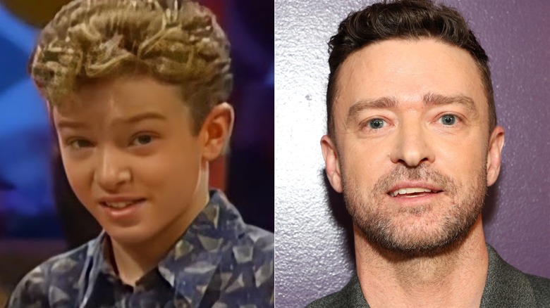 A split image of Justin Timberlake on MMC and recently