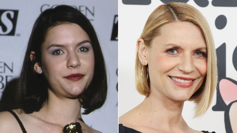 Claire Danes grinning as a teenager vs as an adult 