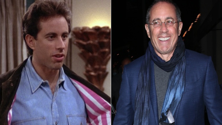 Jerry Seinfeld acting on Seinfeld and Jerry Seinfeld smiling