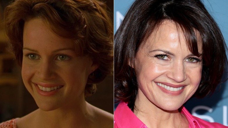 A split image of Carla Gugino in Spy Kids and recently