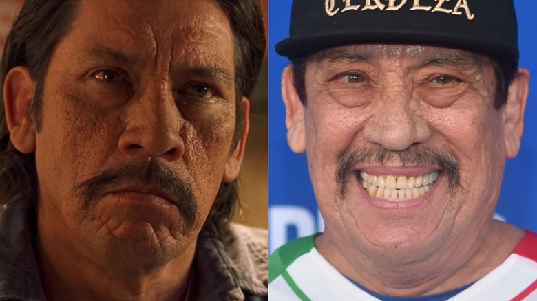 A split image of Danny Trejo in Spy Kids and recently