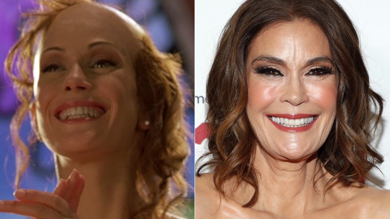 A split image of Teri Hatcher in Spy Kids and recently