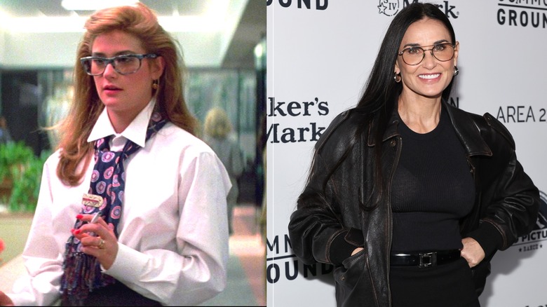 Demi Moore as Jules in 1985 and smiling in 2023