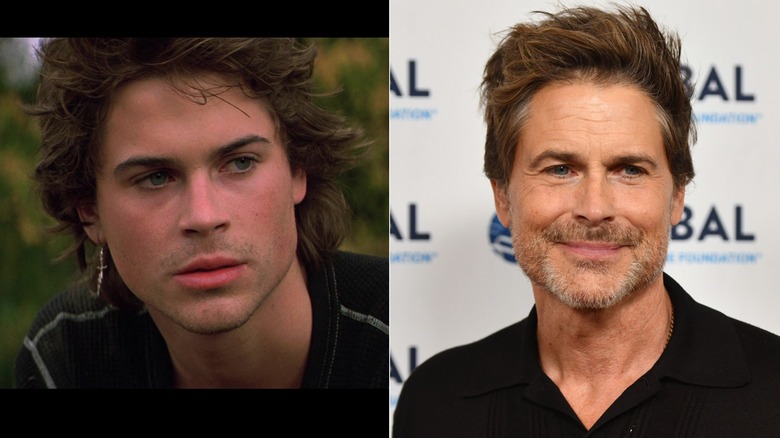 Rob Lowe as Billy in 1985 and smiling in 2023