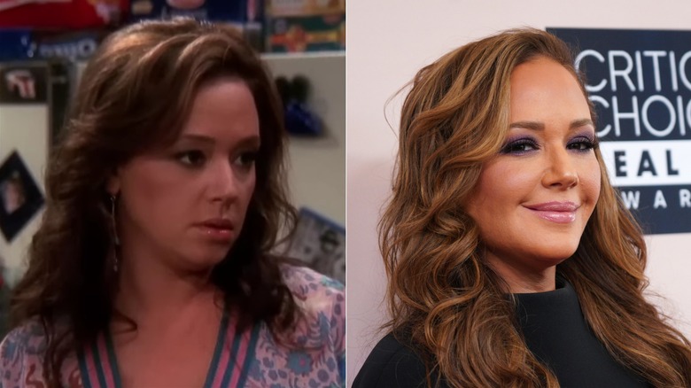 A split image of Leah Remini on TKOQ and recently