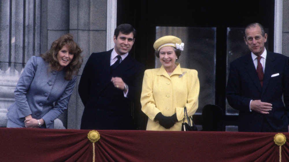 Sarah Ferguson, Prince Andrew, Queen Elizabeth, and Prince Phillip