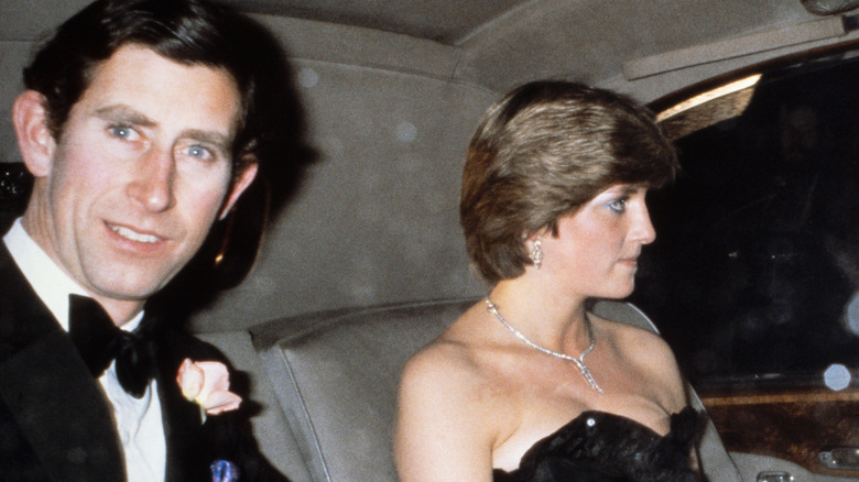 Prince Charles and Diana in a car