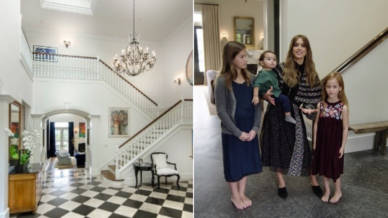 Foyer before and after of Jessica Alba's home