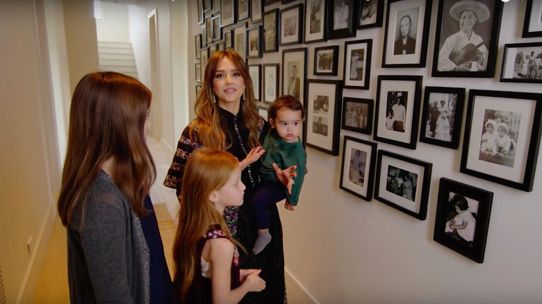 gallery wall in Jessica Alba's home