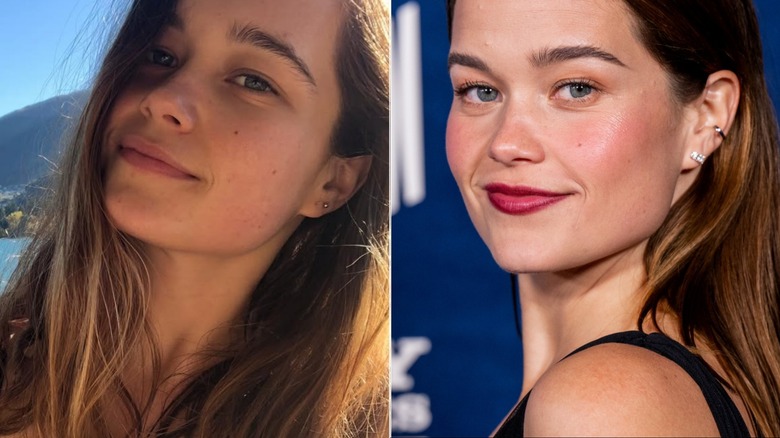 Split image of Sarah Catherine Hook without and with makeup