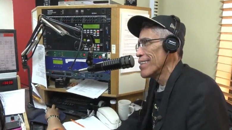 Ted Williams giving a radio interview