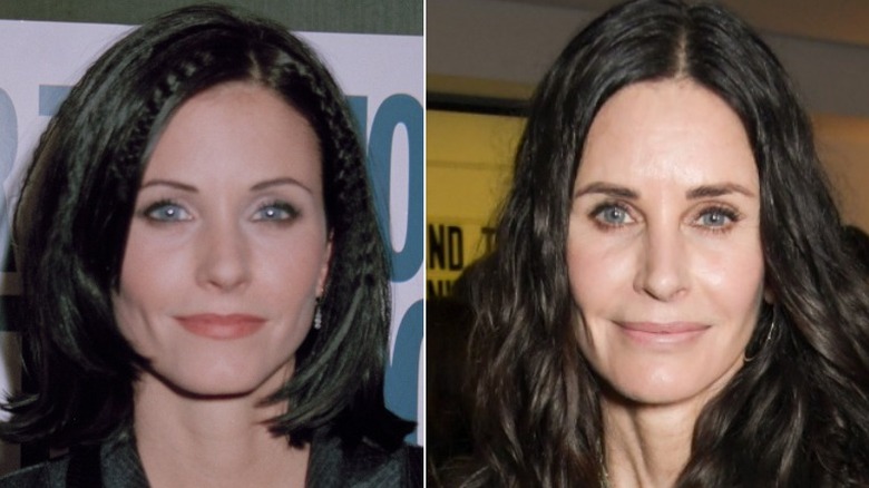 Courteney Cox posing, then and now