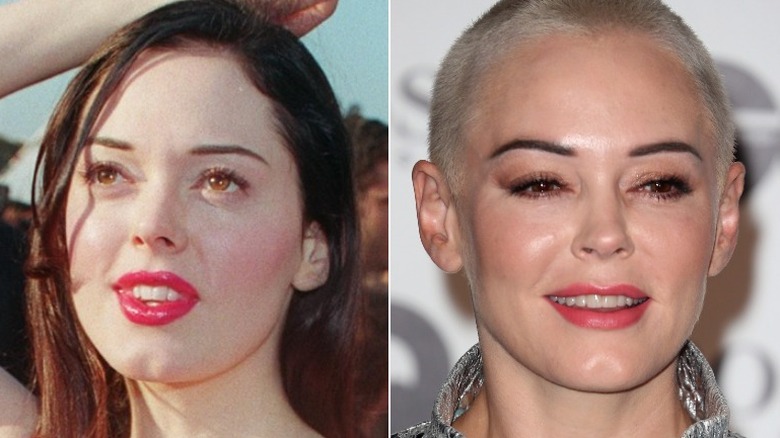 Rose McGowan smiling, then and now