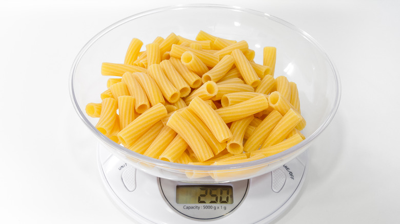 Pasta on a digital scale