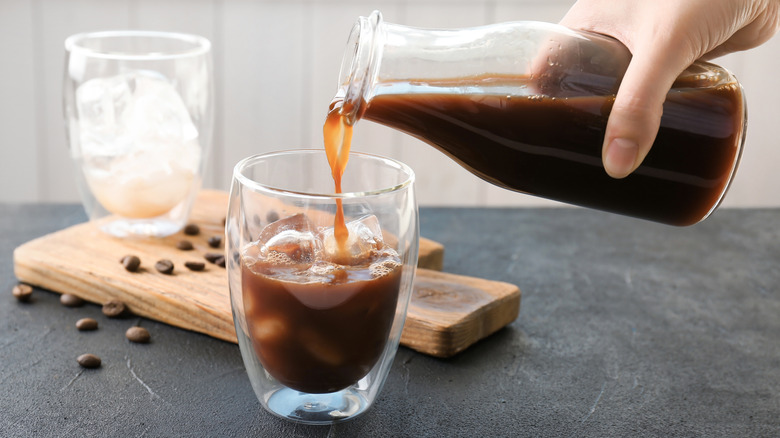 Pouring coffee into a glass