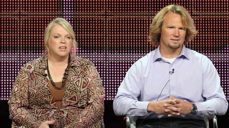 Kody Brown, Janelle Brown, seated, speaking