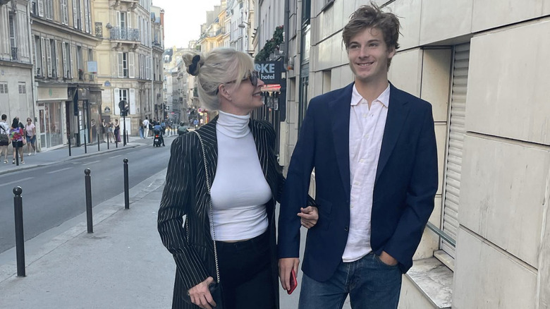 Eileen Davidson and her son in Paris