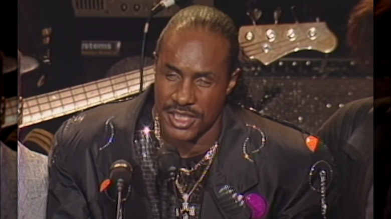 Stevie Wonder giving a speech