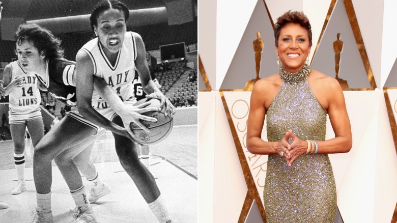 Robin Roberts playing basketball