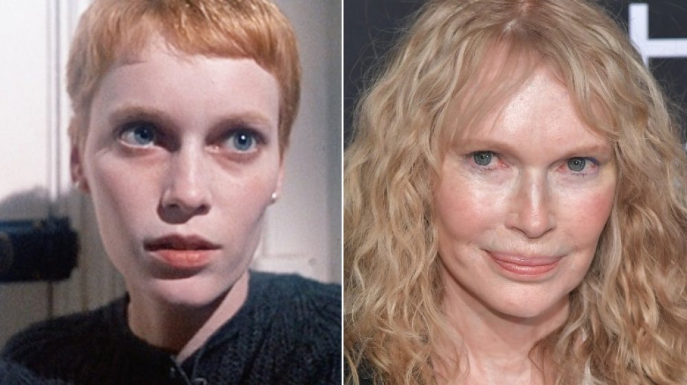 Scream queen Mia Farrow, then and now