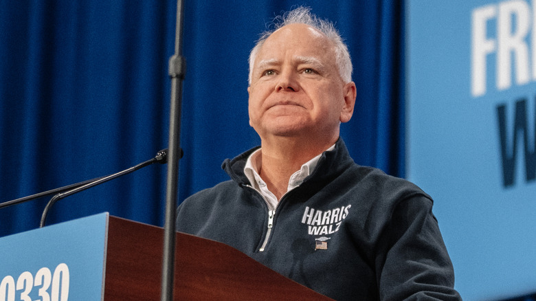 Tim Walz at a political rally in Green Bay, Wisconsin, on October 14, 2024