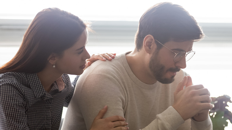 stressed couple talking 