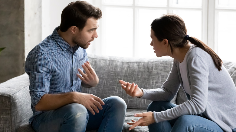 Couple having serious conversation