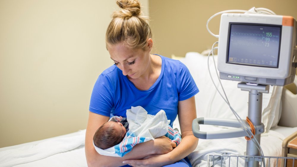 mom with premature baby